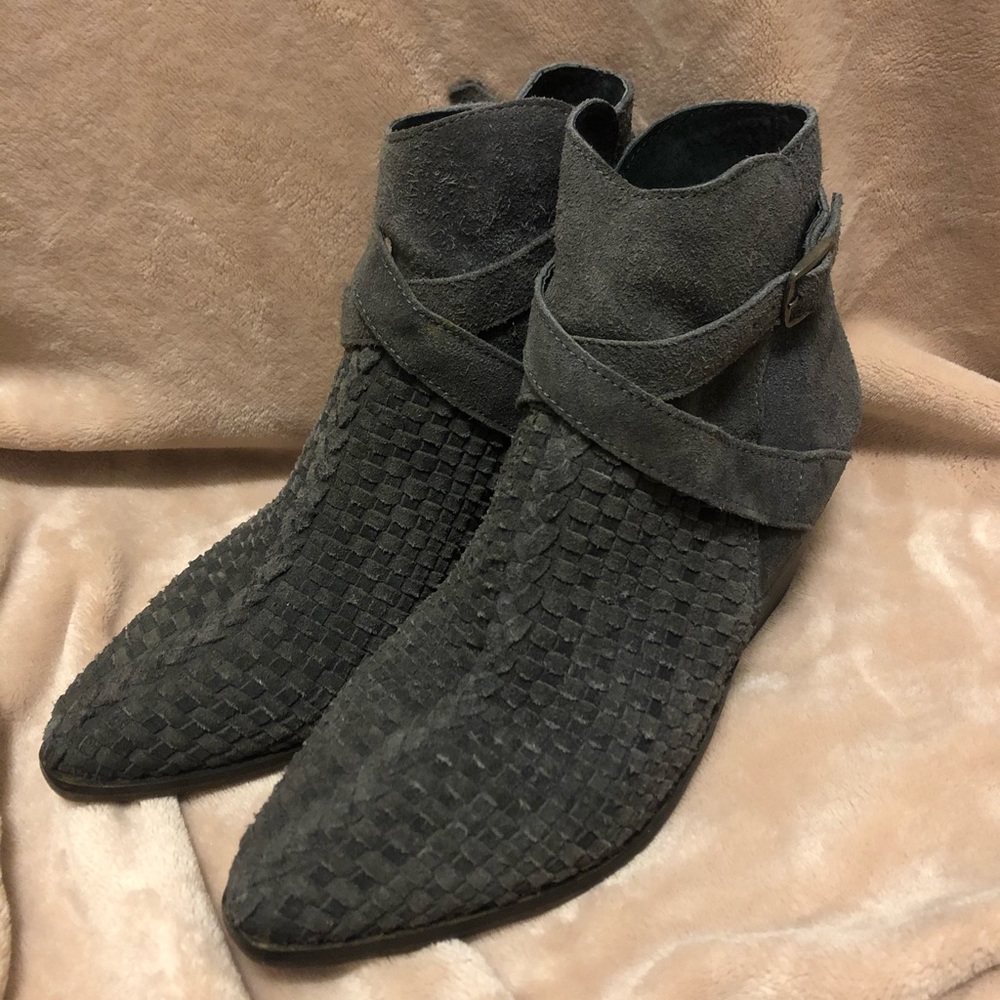 Free people venture woven suede booties grey 38
